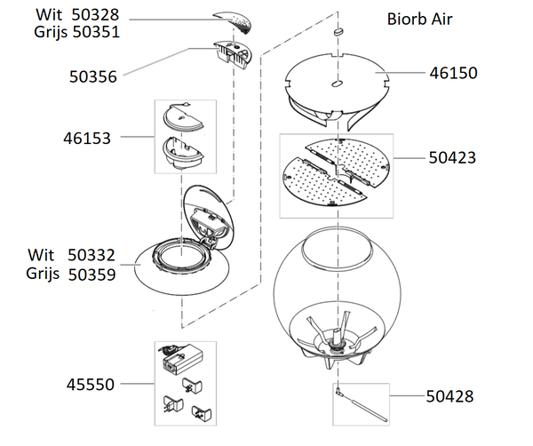 biOrb AIR vervangdeksel wit incl. lamp (50332)